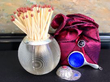Miniature Hand Mirror in Enamel and Silver and caddy spoon and match striker
