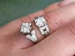 diamond rings stacked on finger
