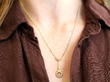 wearing Antique Gold and Seed Pearl Necklace
