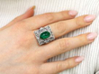 Diamond and Colombian Emerald Cocktail Ring wearing