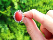 coral and diamond ring outside