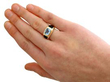 Mens Blue Topaz Ring in Gold wearing