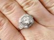Vintage Art Deco Style Diamond Ring on finger