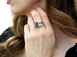 wearing Blue and Yellow Sapphire Cocktail Ring