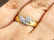 vintage solitaire twist ring on hand