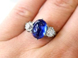 Burma Sapphire and diamond ring on hand