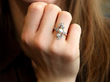 wearing Art Nouveau Pearl and Diamond Ring