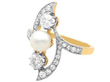 Art Nouveau Pearl and Diamond Ring in yellow gold and platinum