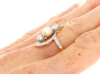Art Nouveau Pearl and Diamond Ring on hand
