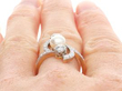 Art Nouveau Pearl and Diamond Ring on finger