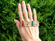 Yellow Gold Agate and Malachite Bracelet outside