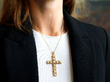 Wearing Pearl Cross Pendant