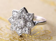 Vintage Floral Cluster Ring in white gold and platinum