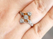 antique vertical trilogy ring wearing