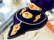 antique coral and diamond yellow gold jewellery set boxed