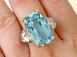 Vintage Aquamarine Ring with Diamonds on hand