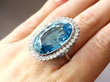 Vintage Aquamarine Diamond Ring on hand