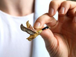 Gold Bird Brooch with Enamel