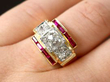 ruby and diamond ring on finger