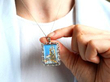 wearing enamel and Diamond Miniature Pendant