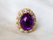 Oval Cabochon Amethyst Ring with diamonds