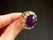 Oval Cabochon Amethyst Ring in gold