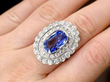 sapphire diamond ring on finger