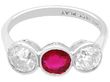 antique Ruby and Diamond Trilogy Ring