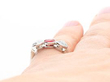 Ruby and Diamond Trilogy Ring on hand