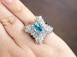 aquamarine and diamond ring in white gold