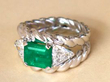 emerald and diamond white gold ring
