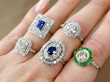 gemstone rings on hand