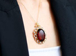 wearing citrine pearl pendant