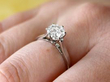 White Gold Diamond Engagement Ring on finger