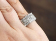 Large 1950s Diamond Cluster Ring on finger