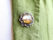 Wearing Crystal Boat Brooch