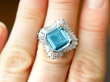 wearing Vintage Aquamarine and Diamond Ring