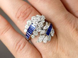 sapphire diamond ring on finger