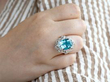aquamarine and diamond ring wearing