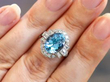 aquamarine and diamond ring on hand
