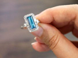 aquamarine and diamond platinum ring