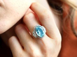 wearing 11 Carat Aquamarine Ring Platinum