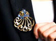 Sapphire citrine brooch wearing
