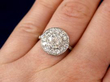 diamond platinum ring on finger