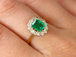 Emerald Cut Emerald Ring in Yellow Gold on finger
