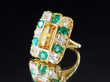 yellow gold topaz and emerald ring