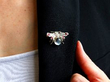 wearing moonstone insect brooch