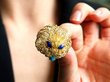 lapis lazuli gold brooch