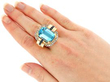 blue topaz and sapphire ring wearing