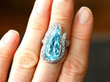 Vintage Pear Cut Aquamarine Ring on finger